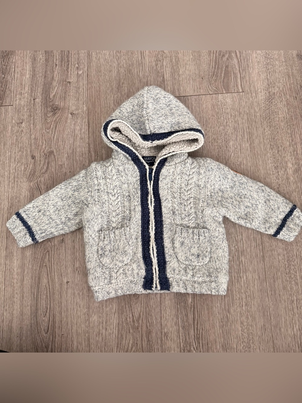 Mayoral BABY BOY GREY LINED KNIT SWEATER size 12 month